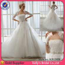 New Arriving Pearl Beading Lace Appliqued Vintage Wedding Dresses Cheap